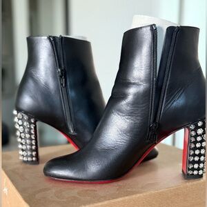 Christian Louboutin Suzi Folk 85 Studded Heel Boots - Size 38.5